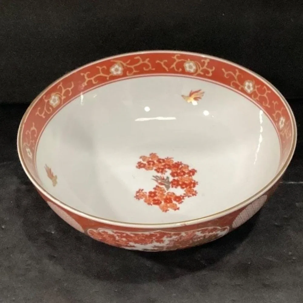 Imari Japan Serving Bowl, Vintage Hand Painted Floral & Birds, Vegetable Dish